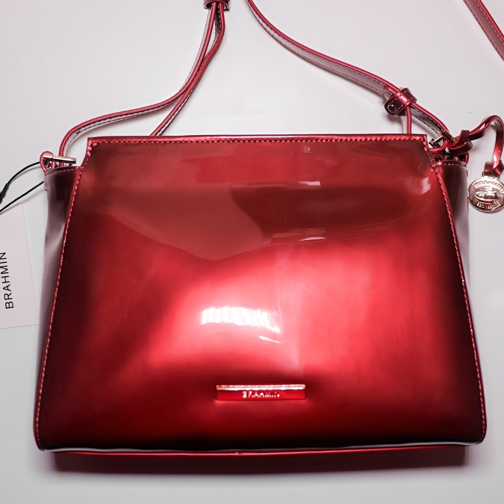 NWT Brahmin Hillary Pink Assorted Crossbody Bag Genuine Leather Durable Beauty